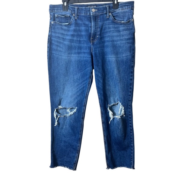 Lucky Brand Mid Rise Boyfriend Sienna Distressed Raw Hem Ankle Jean Size 14/32 - Picture 1 of 8